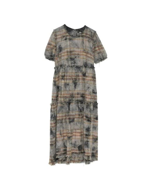 R13 Gray Plaid Frayed Dress