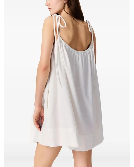 Stella McCartney White Robe Courte À Bretelles Nouées Et Ornements En Perles