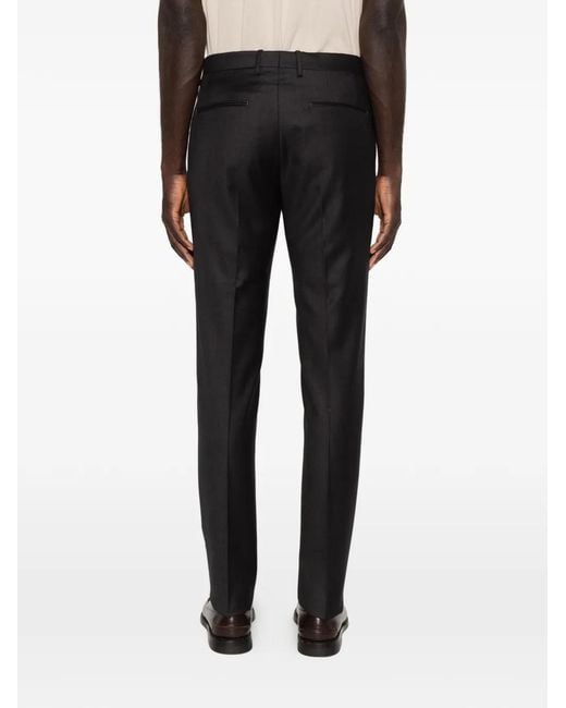 Tagliatore Black Pocket Belt-Loop Trousers for men