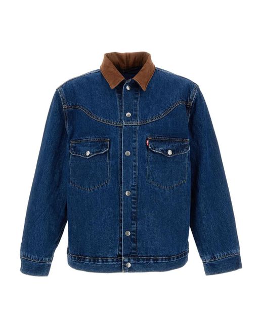 Levi's Blue Corduroy-Collar Denim Jacket for men
