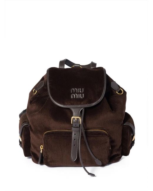 Miu Miu Brown Corduroy Backpack