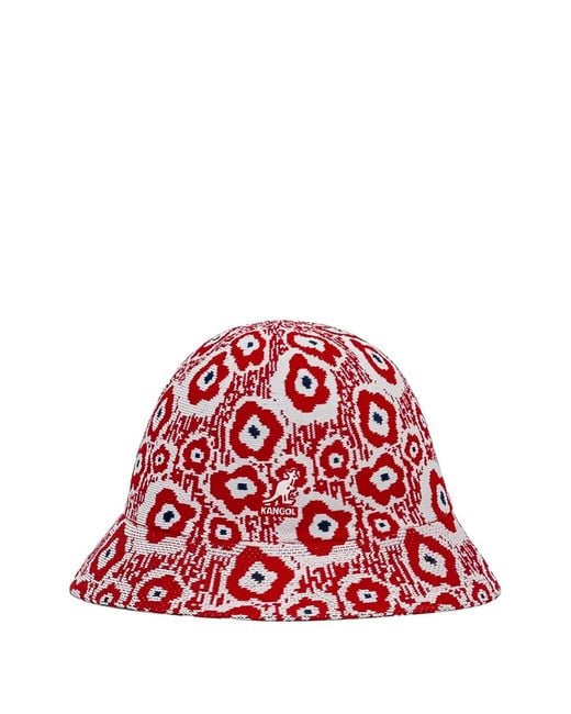 Kangol Red Floral-Pattern Bucket Hat