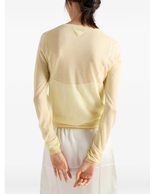 Prada Natural Long-Sleeve Sweater