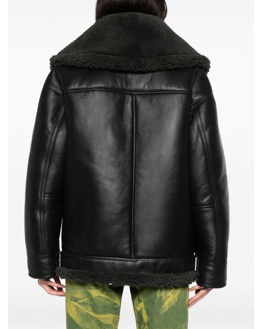 Acne Studios Shearlinglined Leather Biker Jacket in Black Lyst