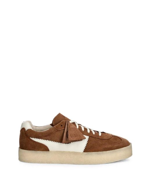 Clarks Brown Suede Panelled Sneakers for men