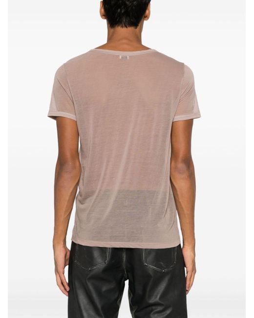 Saint Laurent Pink Mélange-effect Sheer Cotton T-shirt for men
