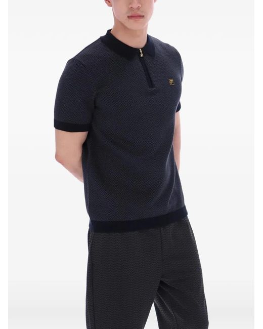 Fila Black Marty Zip-Fastening Polo Shirt for men