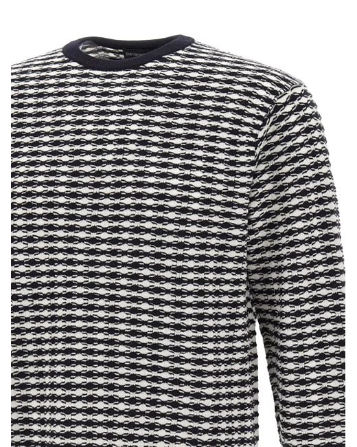 Emporio Armani Gray Patterned Wool Sweater for men