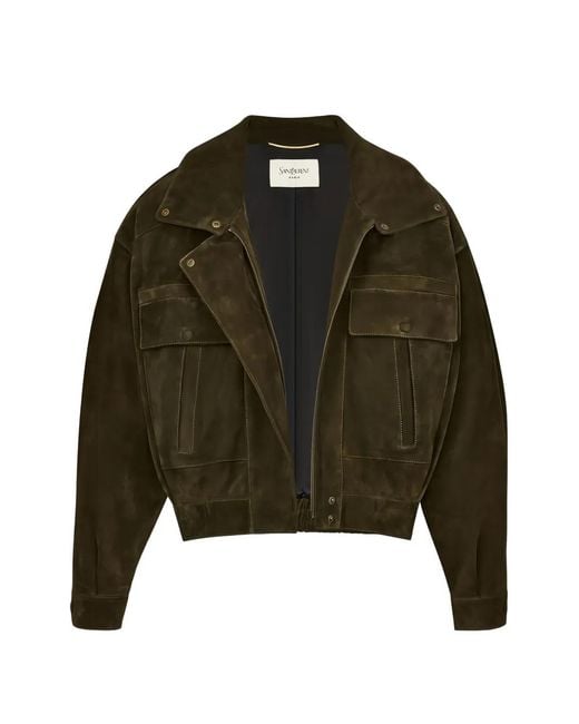 Saint Laurent Green Pocket Suede Jacket