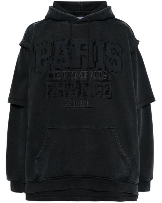 Vetements Paris logo-embroidered hoodie in Black für Herren