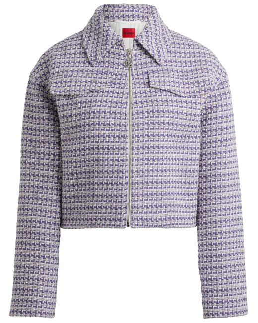 HUGO Blue Tweed Cropped Jacket