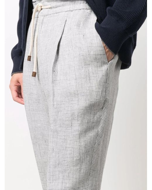 Brunello Cucinelli Gray Drawstring Tailored Trousers for men