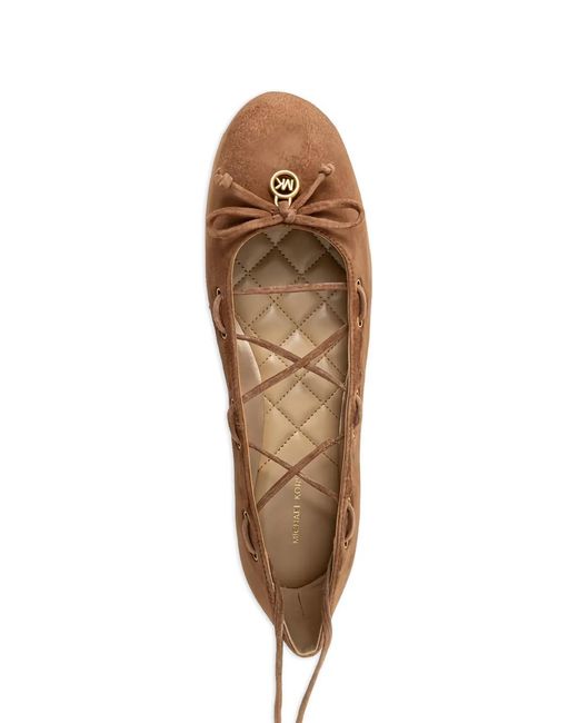 MICHAEL Michael Kors White Tie-Ankle Ballet Flats