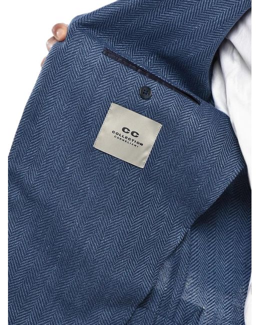 Corneliani Blue Blazer À Motif De Chevrons for men