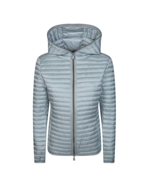 Save The Duck Blue Hooded Quilted Jacket
