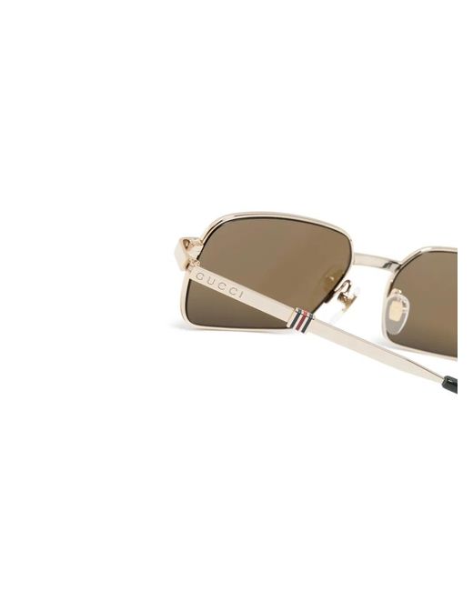 Gucci Metallic Rectangle-Frame Sunglasses