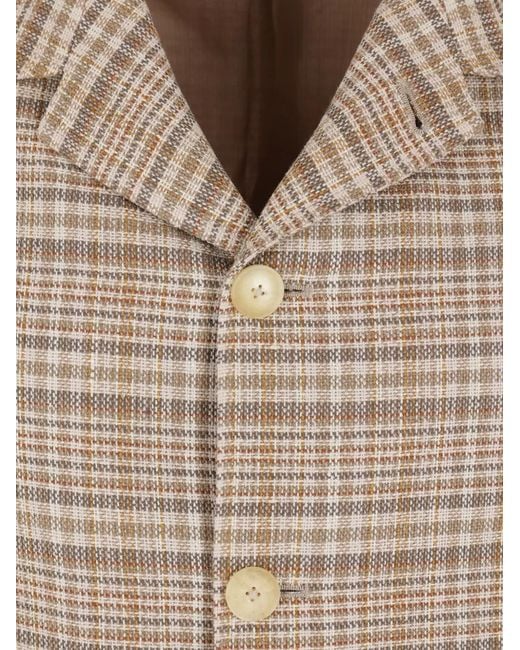 Auralee Natural Checked Shirt Jacket for men