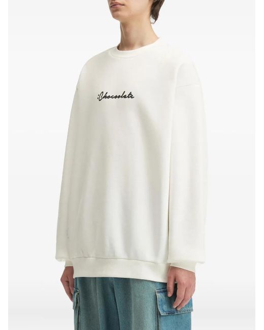 Chocoolate White Logo-Print Sweatshirt for men