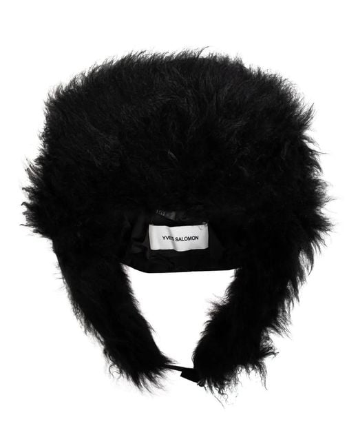 Yves Salomon Black Fur-Trim Ear Hat