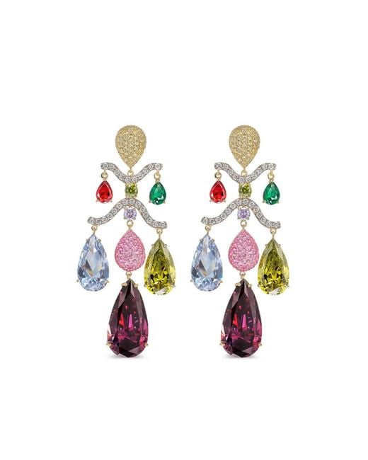 Anabela Chan White 18Kt Vermeil Tutti Frutti Chandelier Multi-Stone And Diamond Earrings