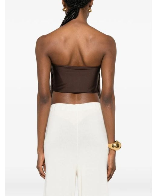 Bless Brown Dara Fringe-Detail Cotton Top