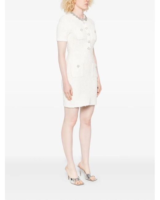 Self-Portrait White Crystal Embellished Dress