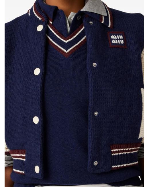 Chaleco con ribete a rayas Miu Miu de color Blue