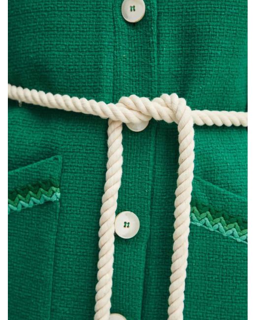 La Petite Francaise Green Verdict Rope-Belt V-Neck Cardigan