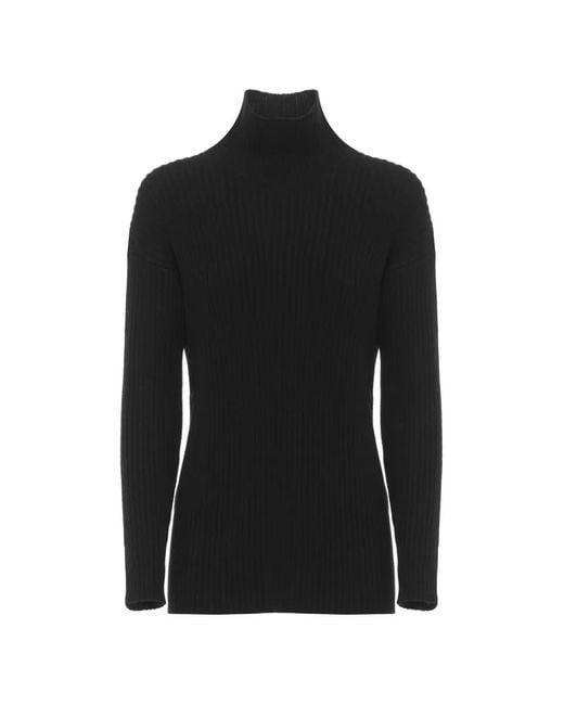 Antonelli Black Roll Neck Ribbed Sweater