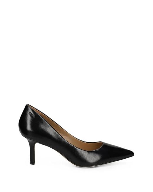 Boss Black Miah Heeled Leather Pumps With Deed Logo