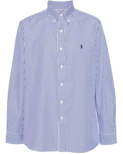 Polo Ralph Lauren Blue Polo Pony Striped Cotton Shirt for men