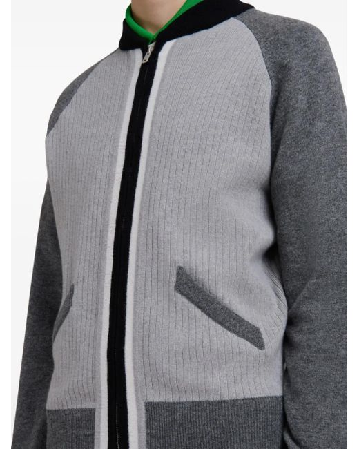 Marni Gray Ribbed-Panel Zip-Up Sweatshirt for men