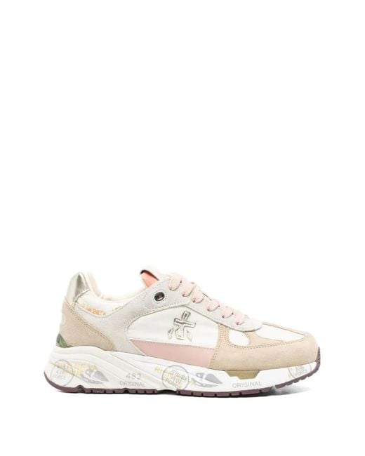 Premiata White Mased Logo Sneakers