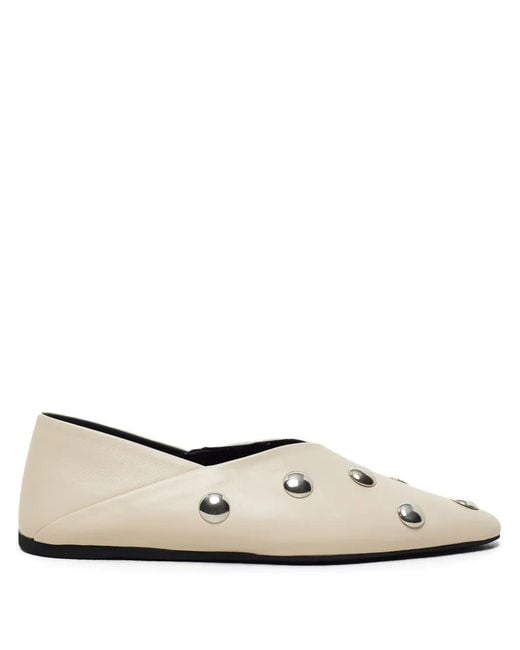 Closed White Studded Ballet Flats