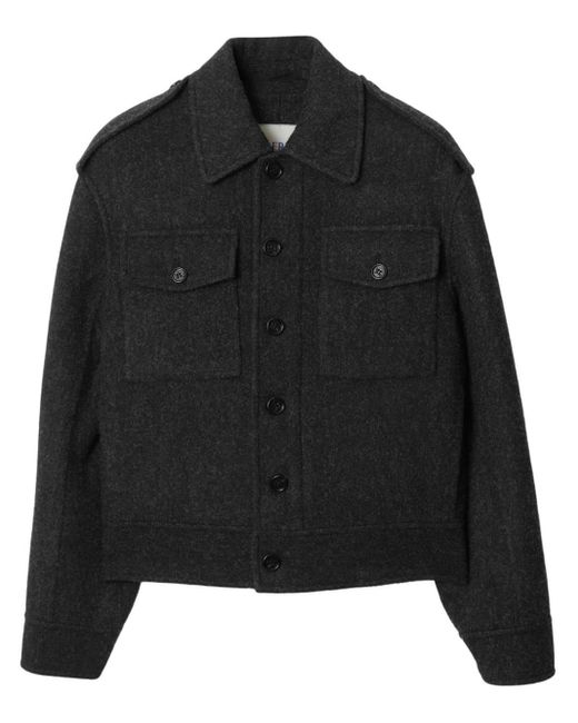 Burberry Black Mélange-wool Shirt Jacket for men