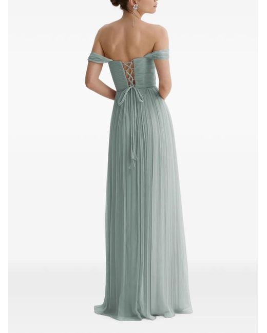Framboise Green Kiros Pleated Maxi Dress