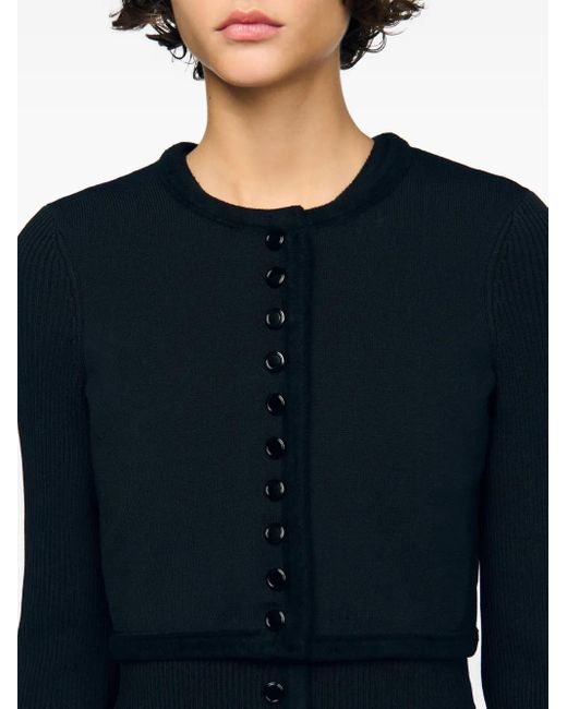 Sandro Geribbeld Vest Met Knoop in het Black