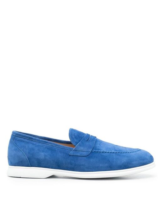 Kiton Penny Slot Chenille Loafers in Blue for Men | Lyst