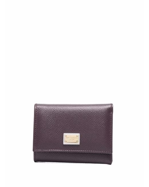 Dolce & Gabbana Purple Logo Plaque Tri-Fold Wallet