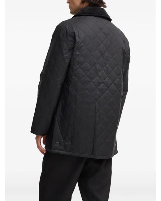 Barbour Black Liddesdale Diamond-Quilt Padded Jacket for men
