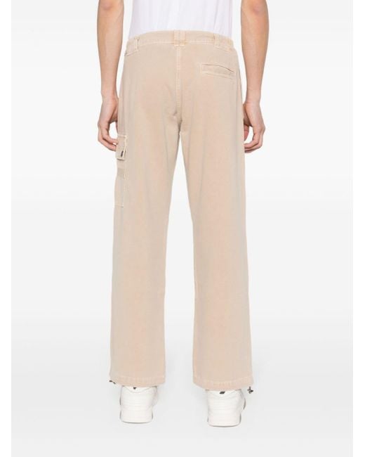 Moschino Natural Logo-embroidered Cotton Trousers for men