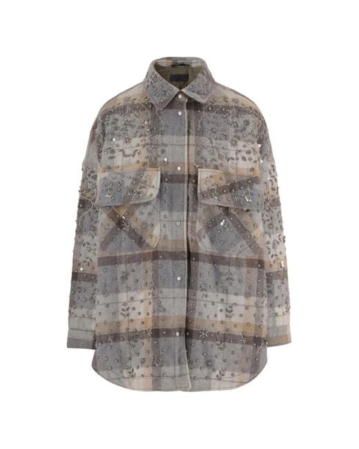 Stella McCartney Gray Check-Pattern Embroidered Jacket