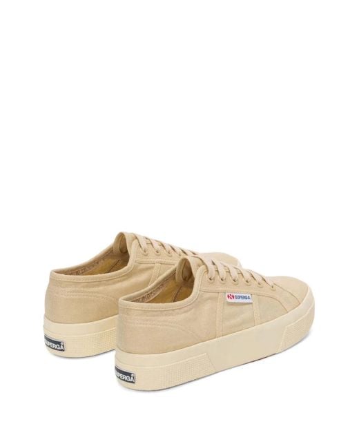 Superga Natural Platform Lace-Up Sneakers