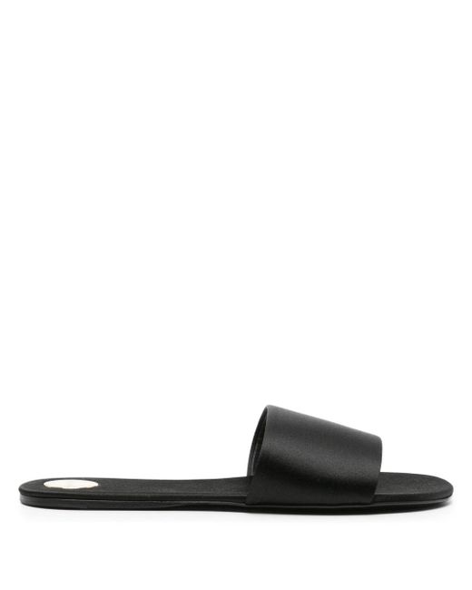 Saint Laurent Black Open-Toe Satin Slides