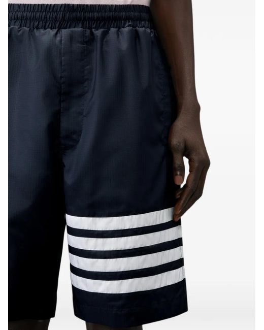 Thom Browne Blue Ripstop 4-Bar Track Shorts for men