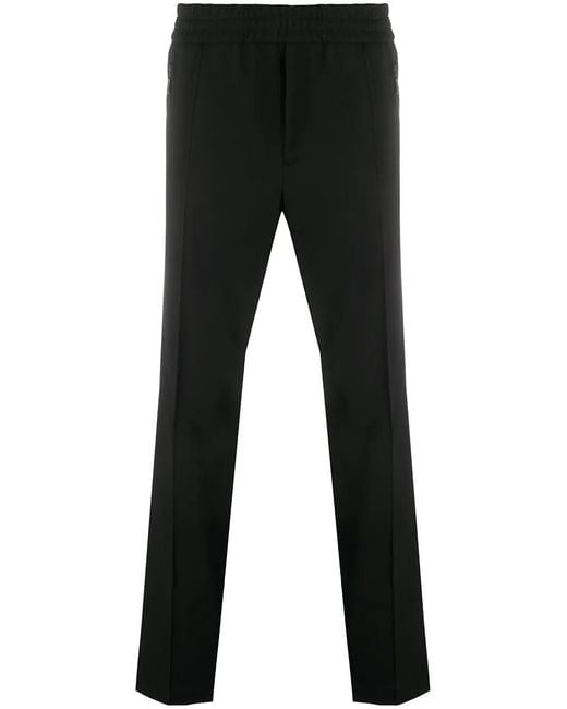 Moncler Black Mid-Rise Straight Leg Trousers for men