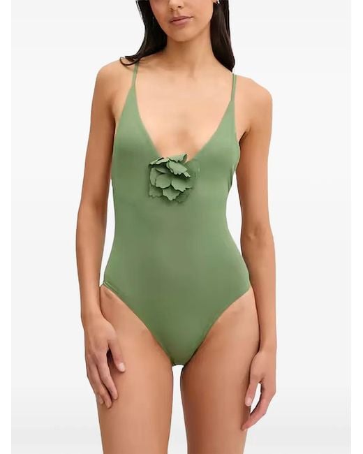 Benetton Green Floral-Applique Swimsuit