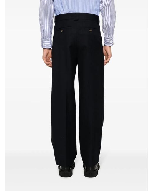 PT Torino Black Virgin Wool Straight-Leg Trousers for men