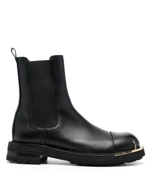 Roberto Cavalli Leather Tiger Tooth Boots in Black for Men | Lyst UK