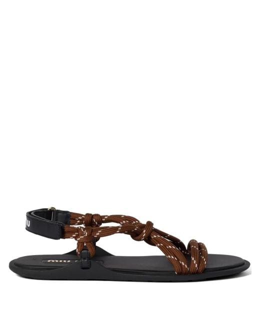 【miu miu】Riviere Code Leather Sandals ★送料関税込★ Miu Miu Riviere cord and leather sandals | REVERSIBLE